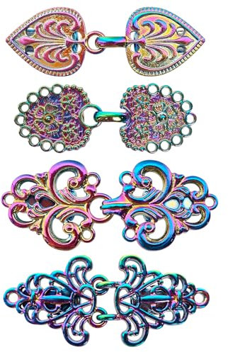 4 Stück Vintage-Pullover-Clip, geschwungen, Umhang-Clips für Kleid, Strickjacke, Schal, Kragen, retro, vintage, für Mädchen und Damen, Metall, Kein Edelstein