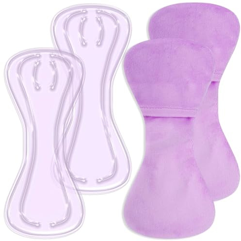 Reusable Perineal Cooling Pad for Postpartum,Gel Pregnant Ice Pack for Postpartum Soothing Relief, Hot Cold Packs for Women After Pregnancy(2 Pcs+3 Washable Sleeves/10X2.4in) (Purple)