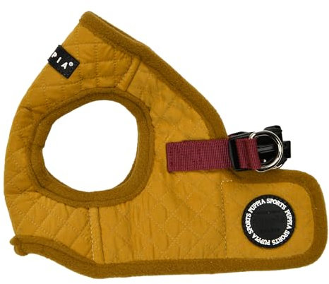 Puppia Irvin Vest Hundegeschirr, Step-in, warm, Winter, Rautenmuster für kleine und mittelgroße Hunde, Senf, Größe XL