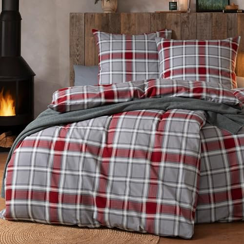 ESTELLA Flanell Winter Bettwäsche Set Flausch Bettgarnitur | 100% Baumwolle | Deutsche Markenqualität | 135x200 cm + 80x80 cm | Design 06
