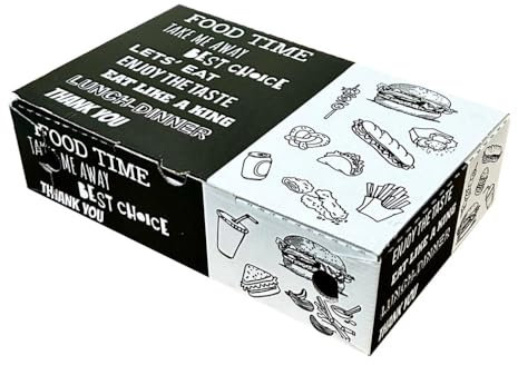 100 Pezzi Delivery Box Cibo da Asporto Ideale per Fritti Non Unge, Contenitore per Alimenti Usa e Getta per Asporto, Delivery, Ristoranti, Fast Food, Picnic, Feste e Cene Informali (17x27x7 cm)