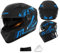 PAESCOY Motorradhelm Damen Herren Full Face Helm Retro Klapphelm DOT/ECE-Zertifizierter Mit Anti-Fog Sonnenblende Helm Motorrad Downhill Helm Mopedhelm Schutzhelm Für Cruiser Chopper,Blue-55~62CM