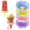 Tinoaly 4pcs Ice Pop Holders, 4 Color Drip-Free Ice Stick Holders Silicone Cream Popsicle Catchers Reusable Free Frozen Catchers for Kids Birthday and Summer Party (Polygon)