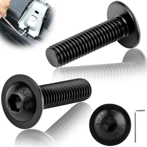 sturiz 50 viti a testa bombata in acciaio inox M6 x 20 mm, colore nero con flangia, a esagono incassato, viti filettate, filettatura completa a esagono incassato per gambe del tavolo, costruzione di