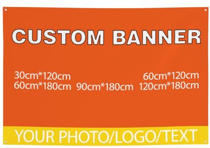 Banner Personalisiert, Banner Eelbst Gestalten mit Text Logo Foto für Innen und Außenbereich Passen Sie Ihr Geburtstagsfeiern Abschlussfeier Festivalveranstaltung Hochzeit (120cm*180cm)