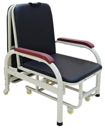 Vpswekans Medical Recliner Chair with Wheels, Multi-Functional Medical Accompany Chair, Patient Folding Attendant Folding Nursing Chair, Foldable Chair Bed(White)