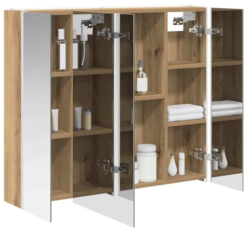 vidaXL Badezimmerspiegelschrank Kunsthandwerk Eiche, Stylischer Badezimmeroberfläche, Wandspiegel, Cooles Stauraum, Moderne Vanity, anpassbare Beleuchtung, Platz sparen