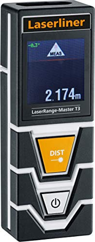 LASERLINER - LaserRange-Master T3 - Entfernungsmesser, Präzise Messungen, Längen, Flächen und Volumina - Reichweite 30m - Touchscreen - Stativgewinde - Einfach zu bedienen - Kompakt, 080.840A, Schwarz