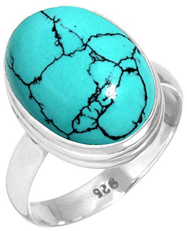Jeweloporium Blau Türkis 925 Silber Ringe für Frauen mit Stein viktorianisch Silber Ringe Größe 56(17.8) Valentinstag - Geschenk Handgefertigt Schmuck