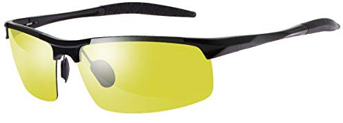 YIMI Herren Photochromatisch Sportbrille Polarisiert Rechteckig Sonnenbrille Al-Mg Metallrahmen Fahrer Anti Reflexbeschichtung 100% UVA UVB Schutz für Golf Angeln Autofahren (8177-yellow)
