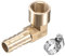 sourcing map Schlauchverschraubung aus Messing, 10 mm x G1/4 Innengewinde, rechtwinkliger Rohrverbinder mit Edelstahl-Schlauchschelle