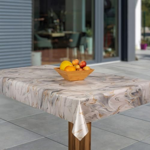 Wachstuch-Tischdecke Wachstischdecke Tischwäsche Abwaschbar Wachstuchdecke G11, Muster:Sand Sahara beige braun, Größe:110x140