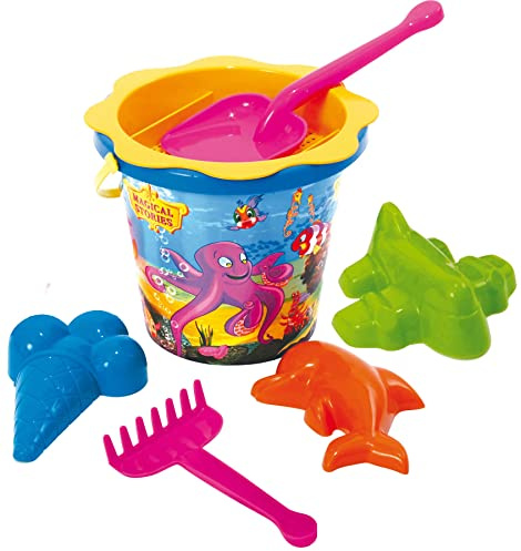 DOHÁNY Sandspielzeug Set Schaufel Rechen Eimer Förmchen Sieb IML Kinder Eimergarnitur 7-TLG.