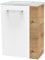 FACKELMANN SBC Gäste-WC Set 2 Teile – Waschtischunterschrank in Weiß mit Holz Braun mit Waschbecken aus Glas in Weiß – Waschbeckenunterschrank schmal – Türanschlag Links – 45 cm breit