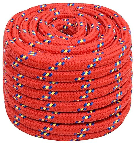 vidaXL Bootsseil Ankerleine Festmacher Tauwerk PP Leine Seil Tau Polypropylenseil Geflochten Flechtleine Rot 20mm 50m Polypropylen