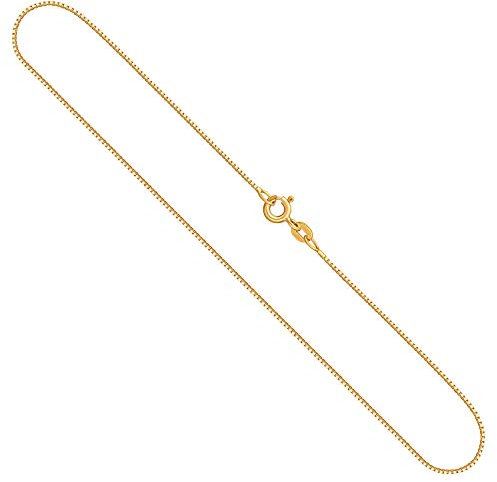 EDELIND Sehr feine Venezianerkette Gold 0,7 mm | 9 Karat | Länge 45 cm | Goldkette Damen Kinder 375 Echtgold | Kette Herren aus Gelbgold ohne Anhänger | Halskette Mädchen Gold Schmuck Geschenk Box