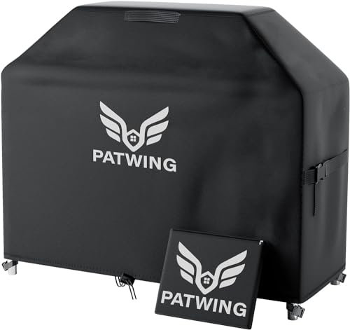 PATWING Funda Barbacoa,Funda para Barbacoa Impermeable,Funda Barbacoa Exterior,600D Oxford Funda Protector para Barbacoa de Gas,Anti-Viento/UV/Resistente al Desgarro BBQ Cover (Negro, 147*61*117cm)