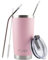 FAB | Vacuum Insulated Tumbler with Lid & Straw 560ml (20oz)| Reusable Stainless Steel Flask for Hot & Cold Drink | Iced Coffee Cup | Travel Mug | BPA Free - Pink