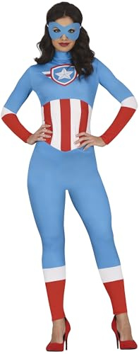 FIESTAS GUIRCA Captain Star Fancy Dress Women - Superhero Jumpsuit and Mask - Fancy Dress Costumes for Women Size S 8-10