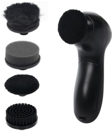 MegLob Portable Shoe Polisher Kit, Multifunctional Electric Shoe Polisher Machine, Automatic Electric Shoe Shiner, Portable Care Leather Kit with 4 Four Replacement Brush Heads for Travel/Camping