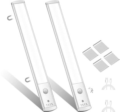 AFQLED Luce Led Sottopensile Cucina 32CM 6500K, Super Luminoso, Armadio Led con Sensore, Luminosità Regolabile, luci led Ricaricabile, Magnetica, Luce per Armadio, Scale, Corridoio, Garage,Cucina