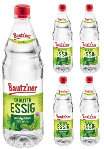 Bautz'ner Lot de 5 flacons de vinaigre aux herbes 1000 ml