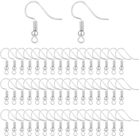 WKRTDY 50 Orecchini da donna, Ganci per Orecchini in Argento Sterling, Ganci e fermagli in acciaio inossidabile, Accessori per orecchini fai da te, per la creazione di gioielli