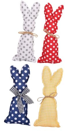 Alipis 4 Stück Stoff Kaninchen Ornamente Hase Stofftier Ausgestopfte Stoffhasen Ausgestopftes Kaninchenspielzeug Osterhasen-Dekoration Gefüllte Osterhasen Der Stoff Baumwolle Feder