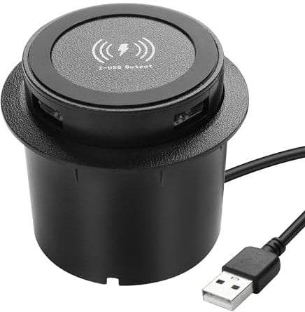 XMSJSIY Chargeur Sans Fil Intégré de Bureau 3 en 1 Multifonction Pop-Up 10 W Charge Rapide USB Double pour Smartphone - Table de Chevet, Bureaux