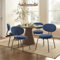 COLAMY Polsterstühle für das Esszimmer, 4er Set, Moderne Küchenstühle mit Rückenlehne, Kleine runde Metallseitenstühle mit gekrümmter Rückenlehne für Esszimmer, Küche, Restaurant, Blau