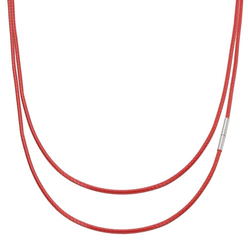 PATIKIL 20 Cordon De Collier En Cuir, 3mm/0.12 Cordon De Collier En Cuir Tressé Imperméable Chaîne En Corde Cire Avec Fermoir En Acier Femmes DIY Pendentif Cadeau, Rouge/Argent