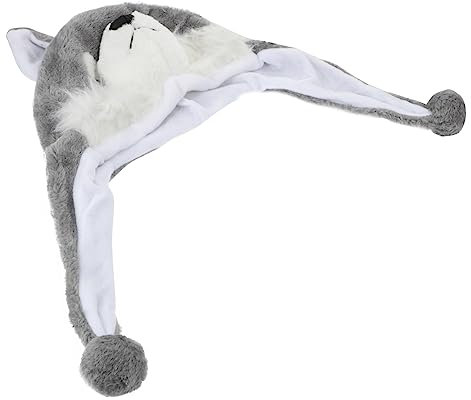 Abaodam Husky-Hut Top-Hat-Dekoration aus Weißblech Kinderhut Geburtstag Zylinder Plüschtierhut kindermütze kappe Performance-Requisiten Cartoon-Plüsch-Hut Plüschstoff Grey