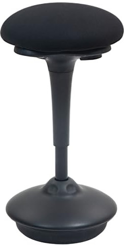 HOMCOM Tabouret de Bureau Debout, Tabouret Ergonomique, réglable en Hauteur 70-90 cm, Large Socle, siège Bascule à 360°, avec Coussin rembourré et Patins antidérapants, Noir