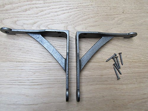 Ironmongery World Pair Of Cast Iron Penny End Rustic Shelf Bracket Wall Support Books Storage (6)