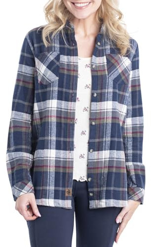 Legendary Whitetails Cottage Escape Vêtements à Manches Longues en Flanelle à Carreaux et Couleur Unie pour Femme, Taille S