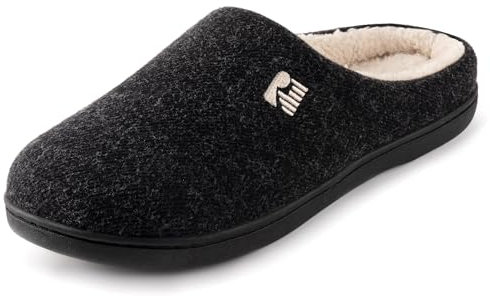 RockDove Zapatilla de Clog con Forro de Sherpa y Espuma Viscoelástica para Hombre, 40/41 EU, Negro Y Natural