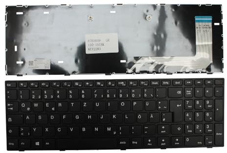 Keyboards4Laptops Alemán Marco Negro Negro Teclado de Repuesto para Ordenador portátil Compatible con Lenovo IdeaPad 110-15ISK