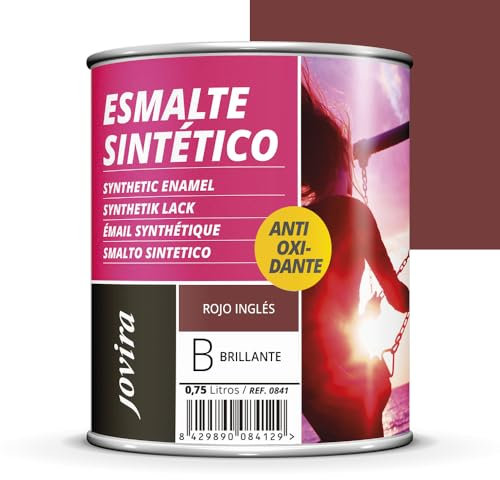JOVIRA PINTURAS Esmalte Sintético Antioxidante. Esmalte directo sobre oxido. Para la protección y decoración de superficies de madera, hierro y acero. Brillante (750 Mililitros, Rojo Ingles)