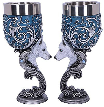 Nemesis Now B5192R0 Wild at Heart Kelche, 18,5 cm, Edelstahl, 200 ml, Blau