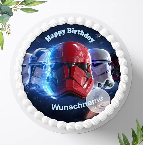 Für den Geburtstag ein Tortenbild, Zuckerbild mit dem Motiv: Star Wars, Essbares Foto für Torten, Fondant, Tortenaufleger Ø 20cm, 0746w