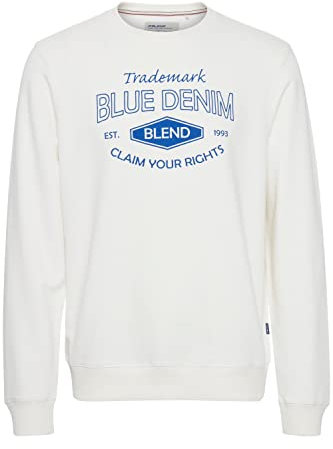 Blend BHSweatshirt 20713265 Herren Sweatshirt Pullover Pulli mit Rundhalsausschnitt aus 100% Baumwolle, Größe:XXL, Farbe:Snow White (110602)