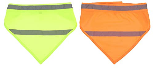 2Pcs Hund Bandana Reflektierende Hund Sicherheit Schal Halstuch Hohe Sichtbarkeit Hund Dreieck Bib für Nacht Walking Gelb Orange