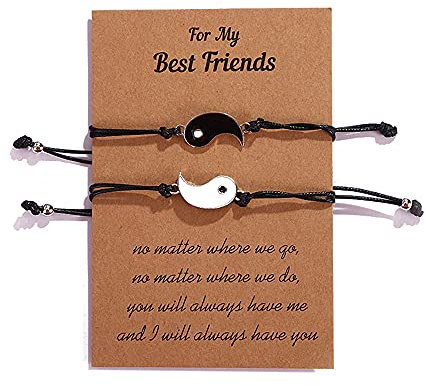 Senidea 2 Stücke Passende Yin Yang Armbänder, Tai Chi Handgemachtes Seil Armband, Bester Freund Armbänder, BFF Armband, Freundschaftsarmband, Paar Armband
