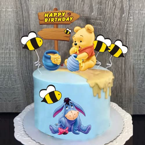 YKKJ Cupcake Toppers,Toothpick Flags 8 Piezas Winnie the Pooh Decoración de Topper de la Magdalena Bodas Cumpleaños para Niños para Banquetes de Magdalenas Boda Favores de la Boda Decoración