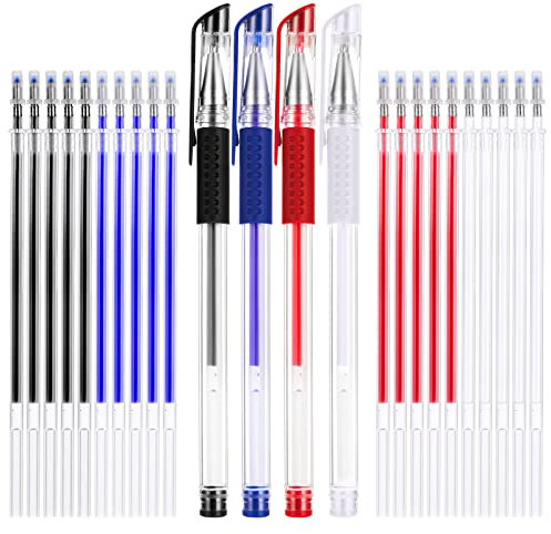 TIESOME 4pcs Hitze löschbare Stifte für Stoff, 4 Pen Shells mit 20 Nachfüllungen Stoff Marker für Nähen löschbare Stoff Markierung Stifte Nähen Notions und Zubehör, Stoff Bleistift