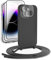 DiDaDi Handykette kompatibel mit iPhone 15 Hülle,Handyband Necklace Hülle mit Band Handyhülle für zum Umhängen Silikon Case mit Schnur Schutzfolie und Kameraschutz in Schwarz