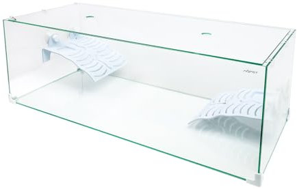 AQPET Tartarughiera in Vetro con Coperchio E Isola per Tartarughe d'Acqua Tortuga, 80 80x35x28 cm 78 Litri