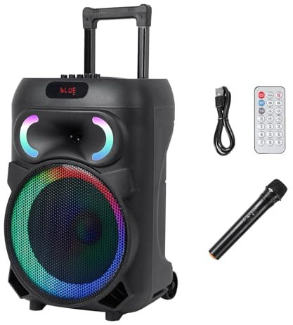 Karaoke Speaker,Portable Bluetooth Speaker with Microphones,12 Wireless Portable PA System,Bluetooth-Compatible 5.0 Karaoke Speaker,Supports TWS/REC/FM/AUX/USB/TF for Home Party Black