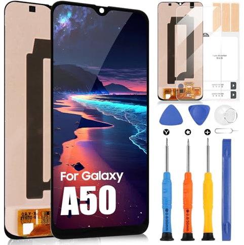 Pantalla LCD OLED para Samsung Galaxy A50 A505F SM-A505FN LCD Pantalla Reemplazo Pantalla Digitizer Assembly Cristal de Repuesto Pantalla Táctil con Herramientas (6,4, No para A50s)