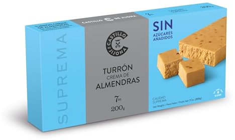 Castillo de Jijona - Turrón Crema de Almendras Sin Azúcar 200gr - Turrón Sin Azúcar - Equilibrio entre Sabor y Salud - Sin Gluten - Calidad Suprema - Receta Artesanal - Fabricado en España (Jijona)